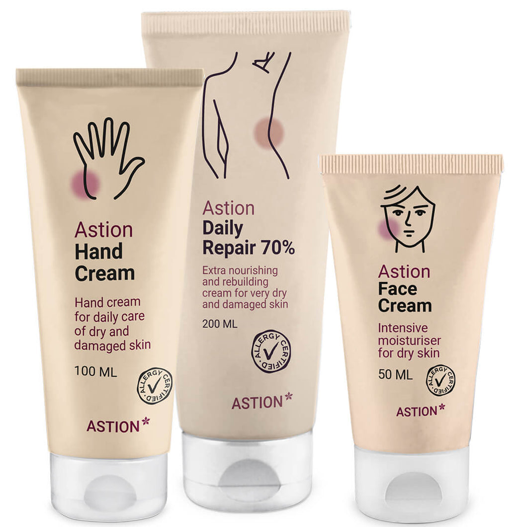3–pak til tør hud på hele kroppen - Fugtgivende cremer til tør hud på hænder, krop og i ansigtet